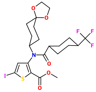 (image for) MC080061 3-[(1,4-Dioxa-spiro[4.5]dec-8-yl)-(trans-4-trifluoromethyl-cyclohexanecarbonyl)-amino]-5-iodo-thiophene-2-carboxylic acid methyl ester